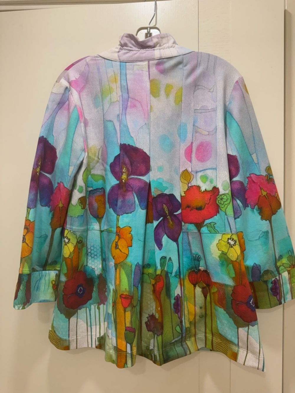 Multicolor Floral Ruffle Collar Tunic Jacket - Picture 3 of 6